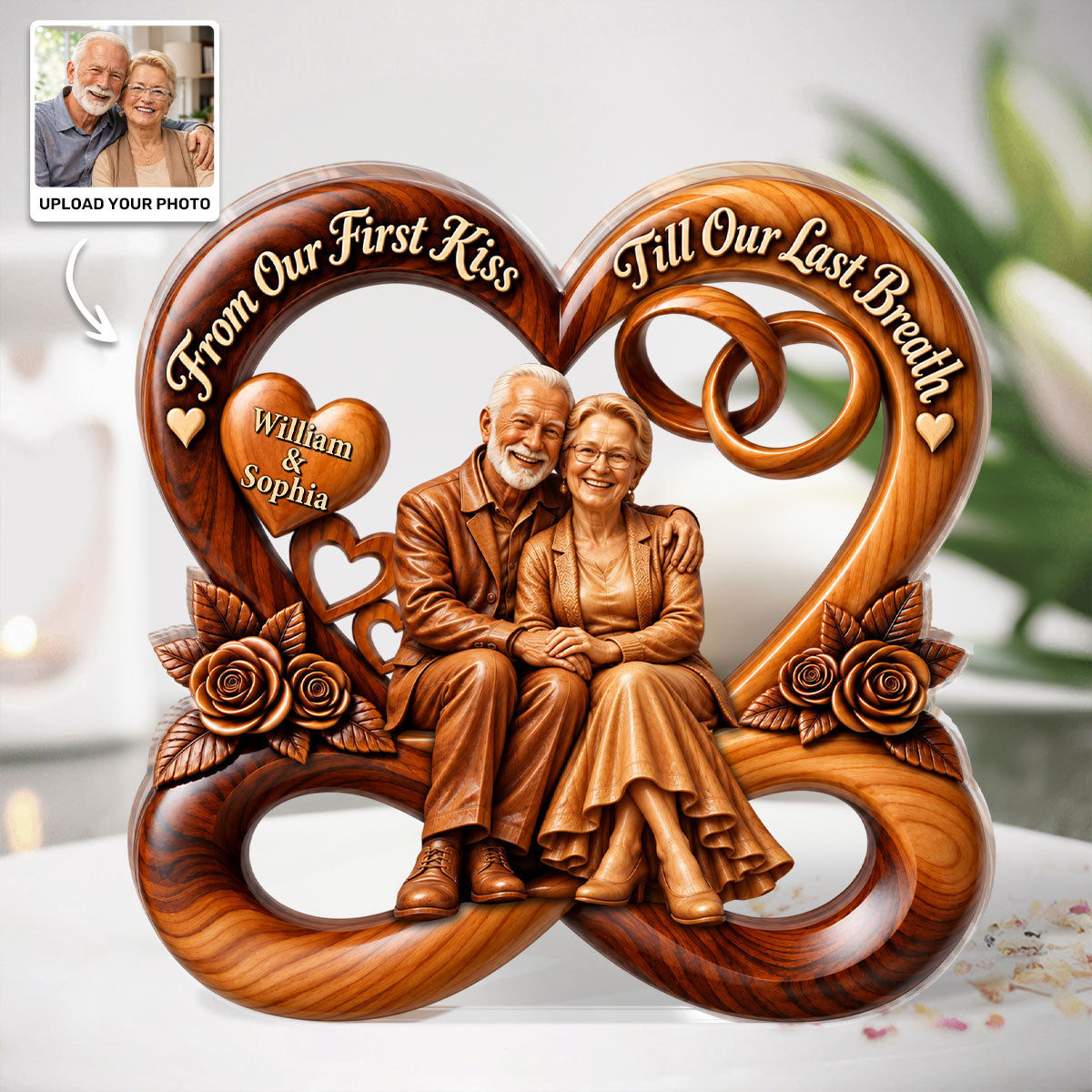 From Our First Kiss Till Our Last Breath - Personalized Custom Shaped Acrylic Plaque