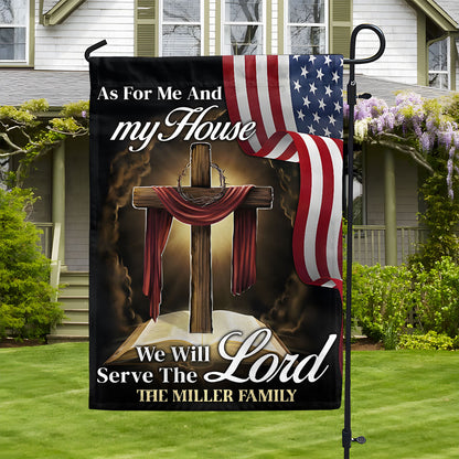 We Will Serve The Lord - Personalized Garden Flag