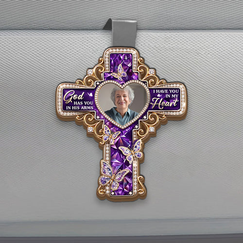 God Has You In His Arms, I Have You In My Heart - Personalized Car Visor Clip