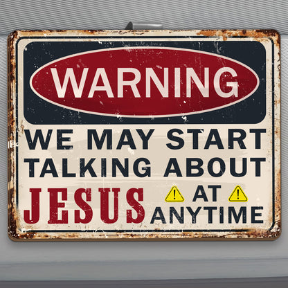 Warning May Start Talking About Jesus At Any Time - Car Visor Clip FCCVCLEHA2040TA