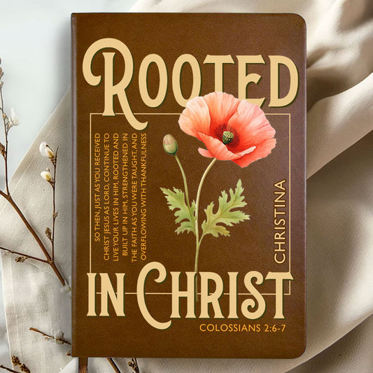 Rooted In Christ - Personalized Leather Cover Notebook