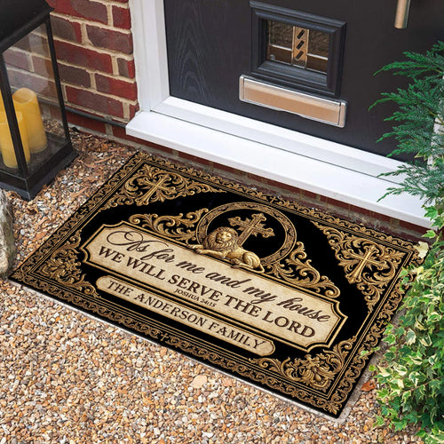 As For Me And My House We Will Serve The Lord - Personalized Doormat