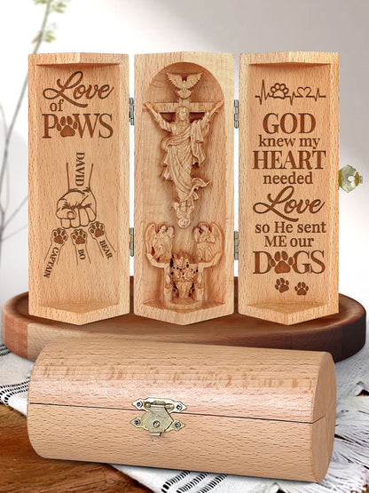 Love Of Paws - Personalized Openable Wooden Cylinder Sculpture of Jesus Christ