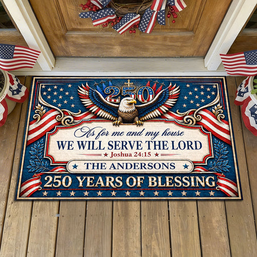 As For Me And My House We Will Serve The Lord - Personalized Doormat