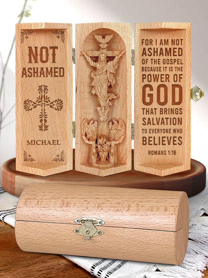 Not Ashamed Of The Gospel Romans - Personalized Openable Wooden Cylinder Sculpture of Jesus Christ FCWJCLEHA1884L