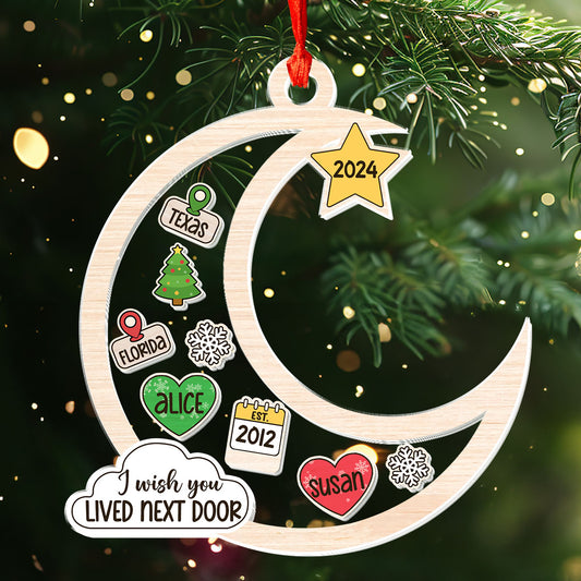 I Wish You Lived Next Door Besties - Personalized 3 Layered Christmas Shaker Ornament