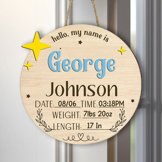 Custom Baby Arrival Announcement - Personalized Wooden Sign