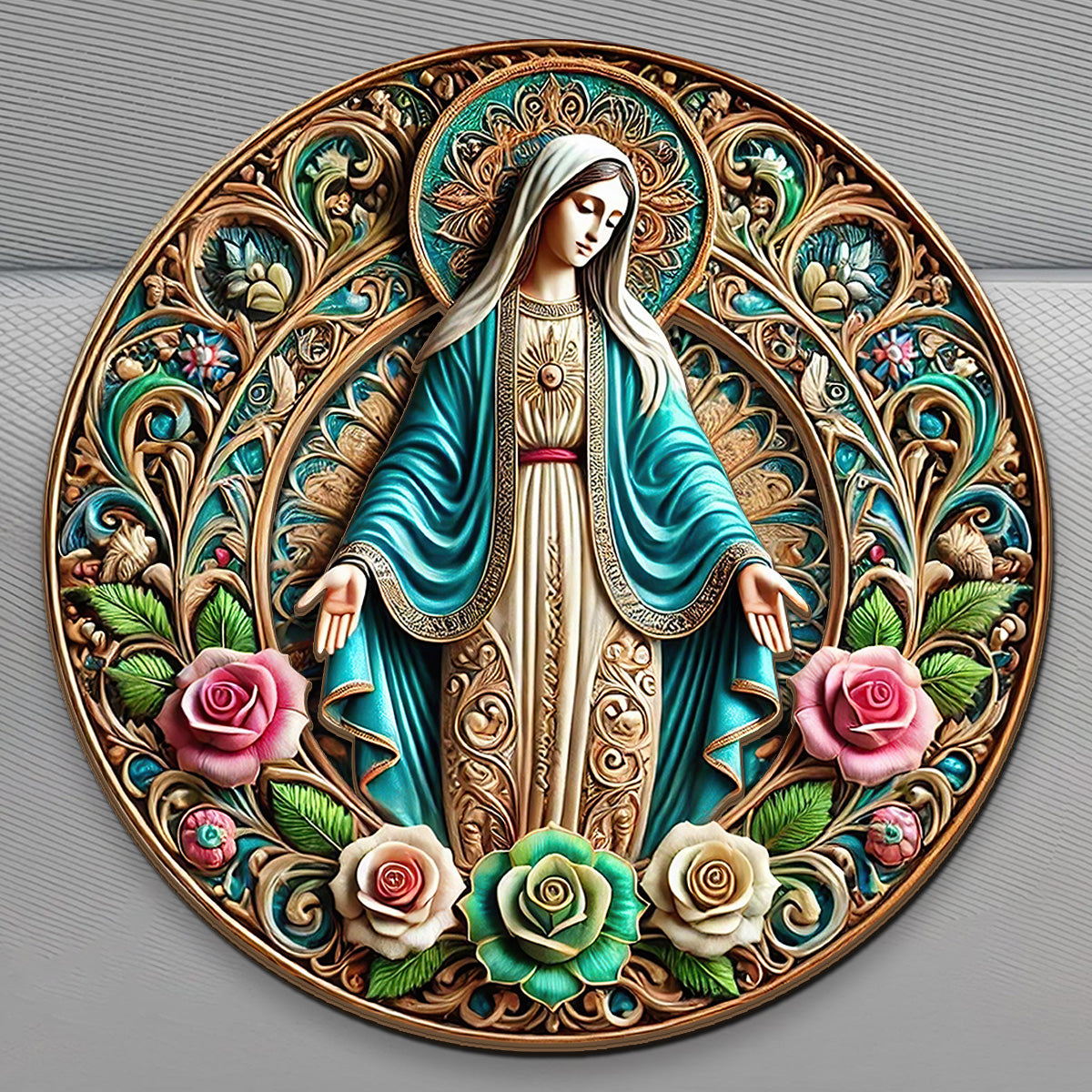 Virgin Mary Painted - Car Visor Clip