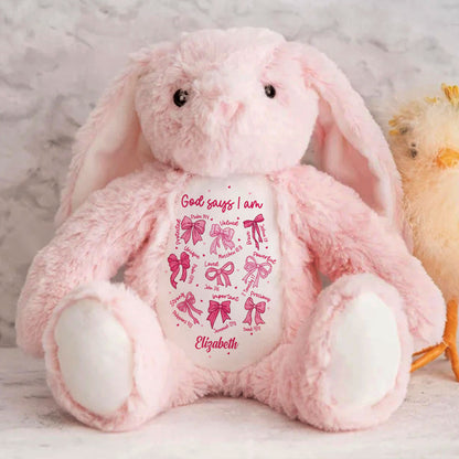 I Am Who He Says I Am - Personalized Stuffed Bunny