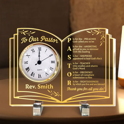 Thank You Pastor - Personalized Acrylic Desk Clock