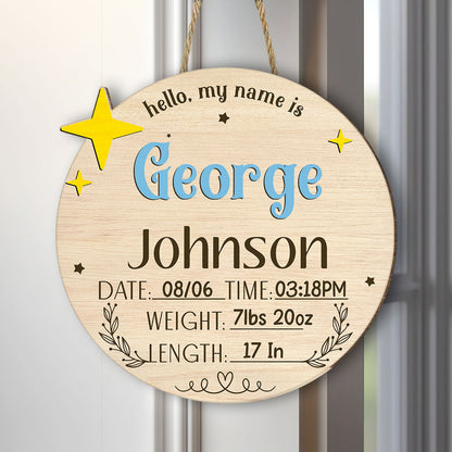 Custom Baby Arrival Announcement - Personalized Wooden Sign
