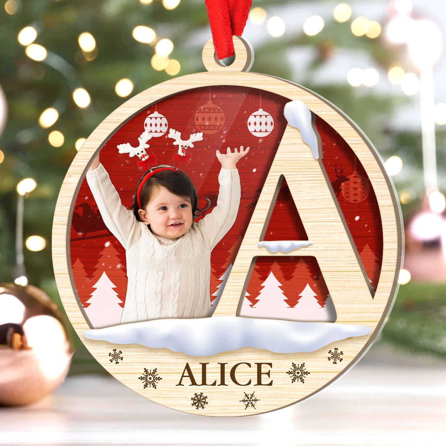 Baby Letter Name - Personalized Wood & Acrylic Ornament