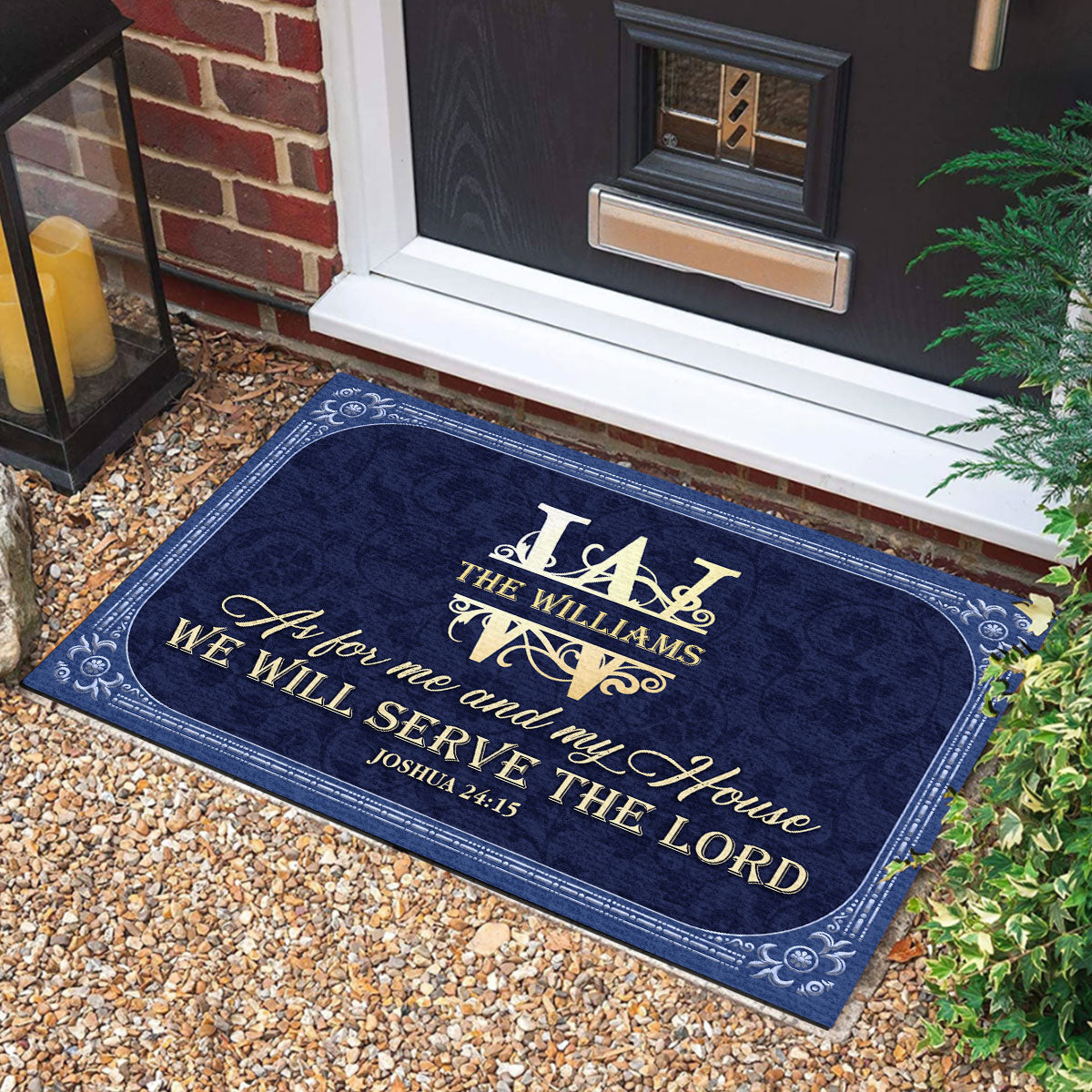 As For Me And My House We Will Serve The Lord - Personalized Doormat