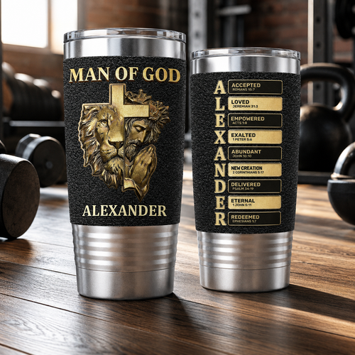 Man Of God - Personalized 20oz Leather Wrapped Tumbler