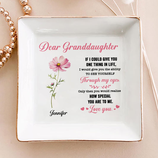 Gift To Daughter, Granddaughter Birth Month Flowers - Personalized Jewelry Dish FCJDLETN2336TA