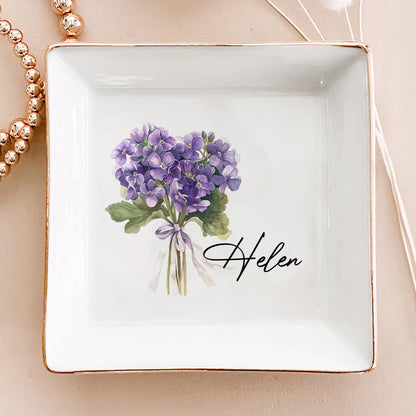 Birth Month Flower Bouquets - Personalized Jewelry Dish