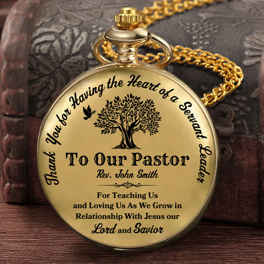 With Jesus Pastor - Personalized Pocket Watch