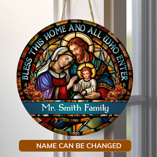 Bless This Home And All Who Enter - Personalized Wooden Sign FCDSM1048
