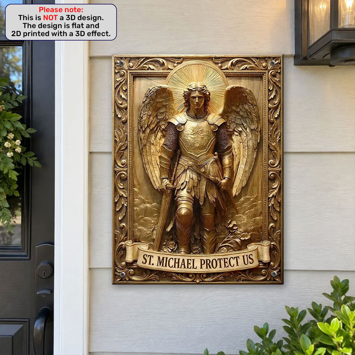 Saint Michael Protect Us -  Custom Shaped Metal Sign