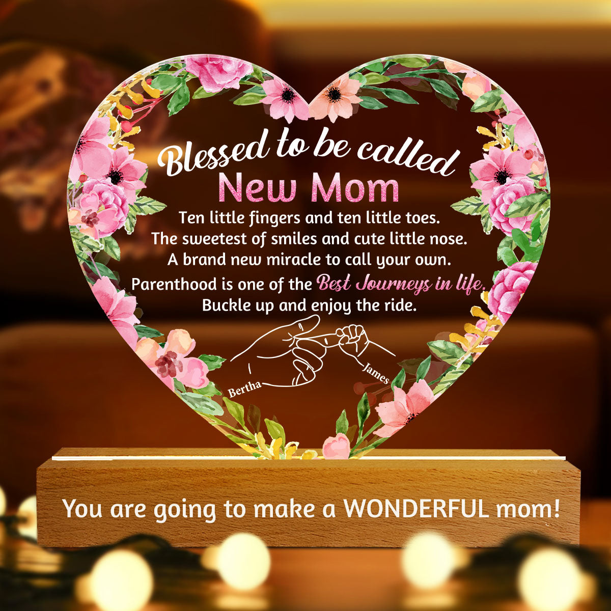 Blessed To Be Called New Mom - Personalized Acrylic Plaque Night Light