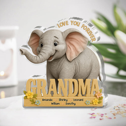 Mama Elephant - Personalized Custom Shaped Squared Acrylic Plaque