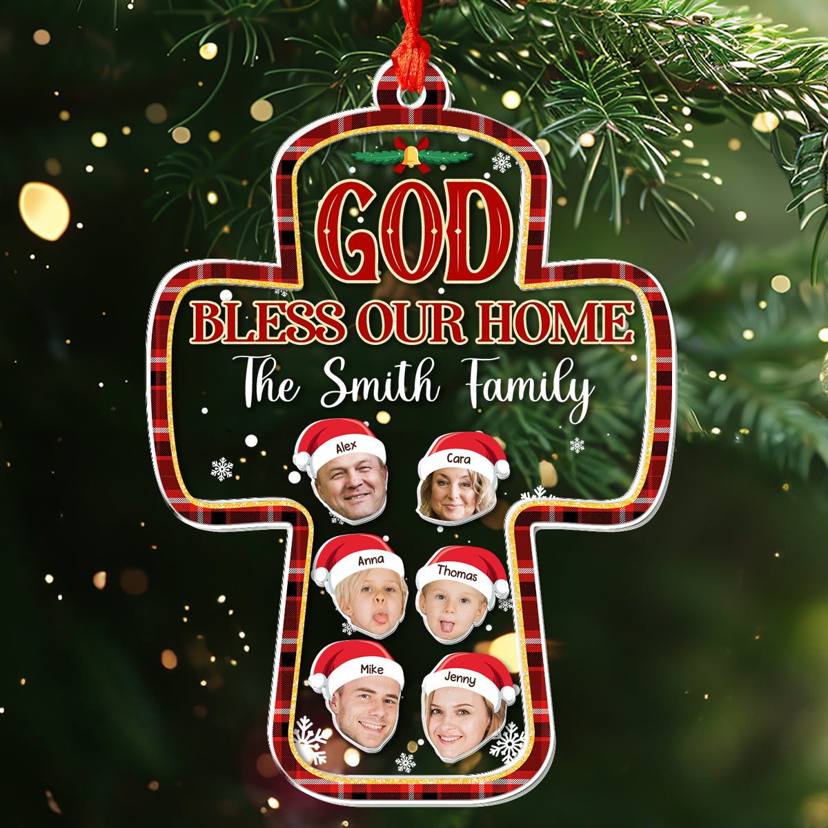 God Bless Our Home - Personalized 3 Layered Christmas Shaker Ornament