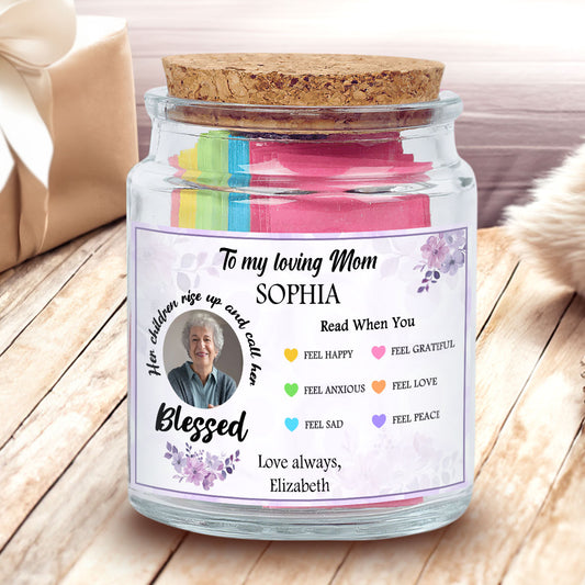 Blessed Mom Custom Photo - Personalized Bible Verse Jar For Mom