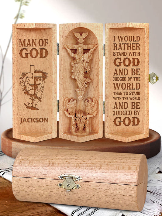 Man Of God - Personalized Openable Wooden Cylinder Sculpture of Jesus Christ