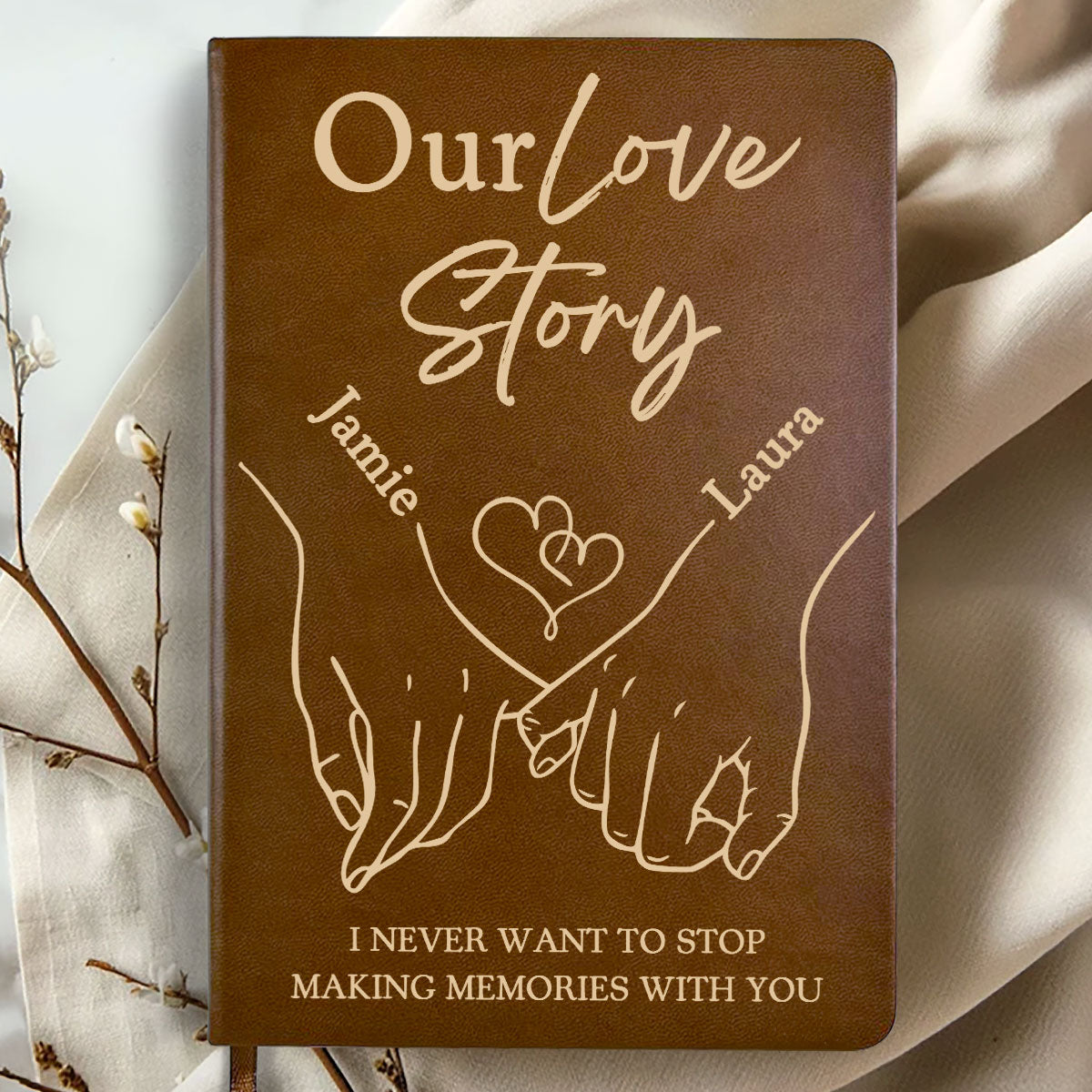 Our Love Story - Personalized Leather Cover Notebook