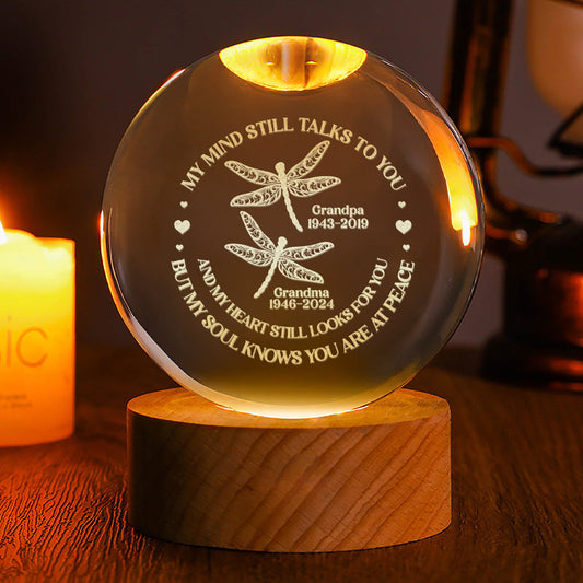 Dragonfly My Mind My Heart My Soul - Personalized Crystal Ball Night Light