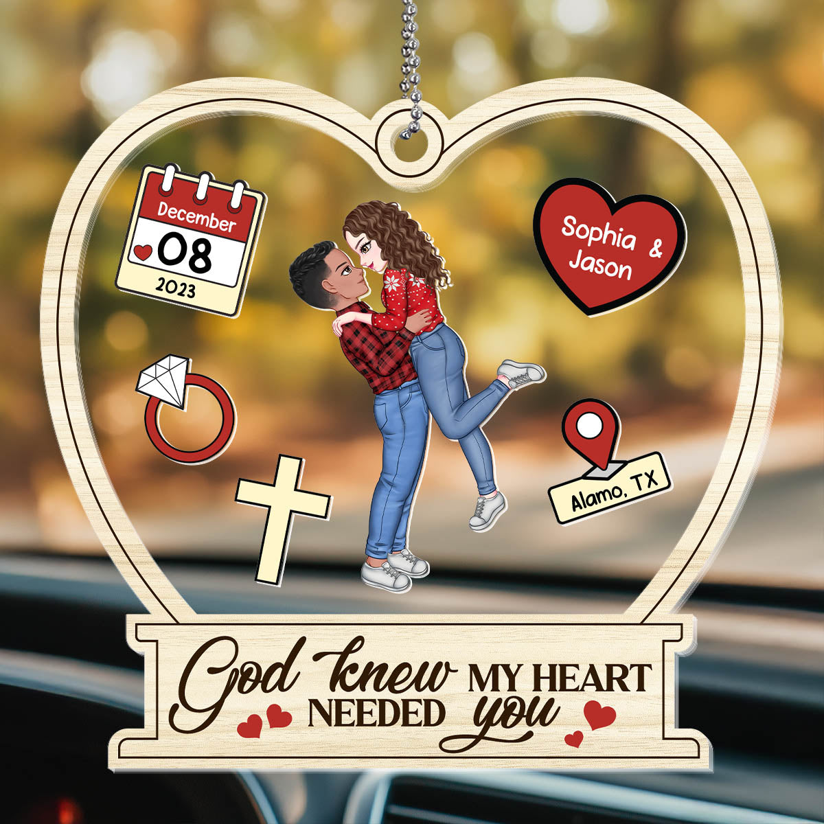 God Knew My Heart Needed You - Personalized Car Shaker Ornament