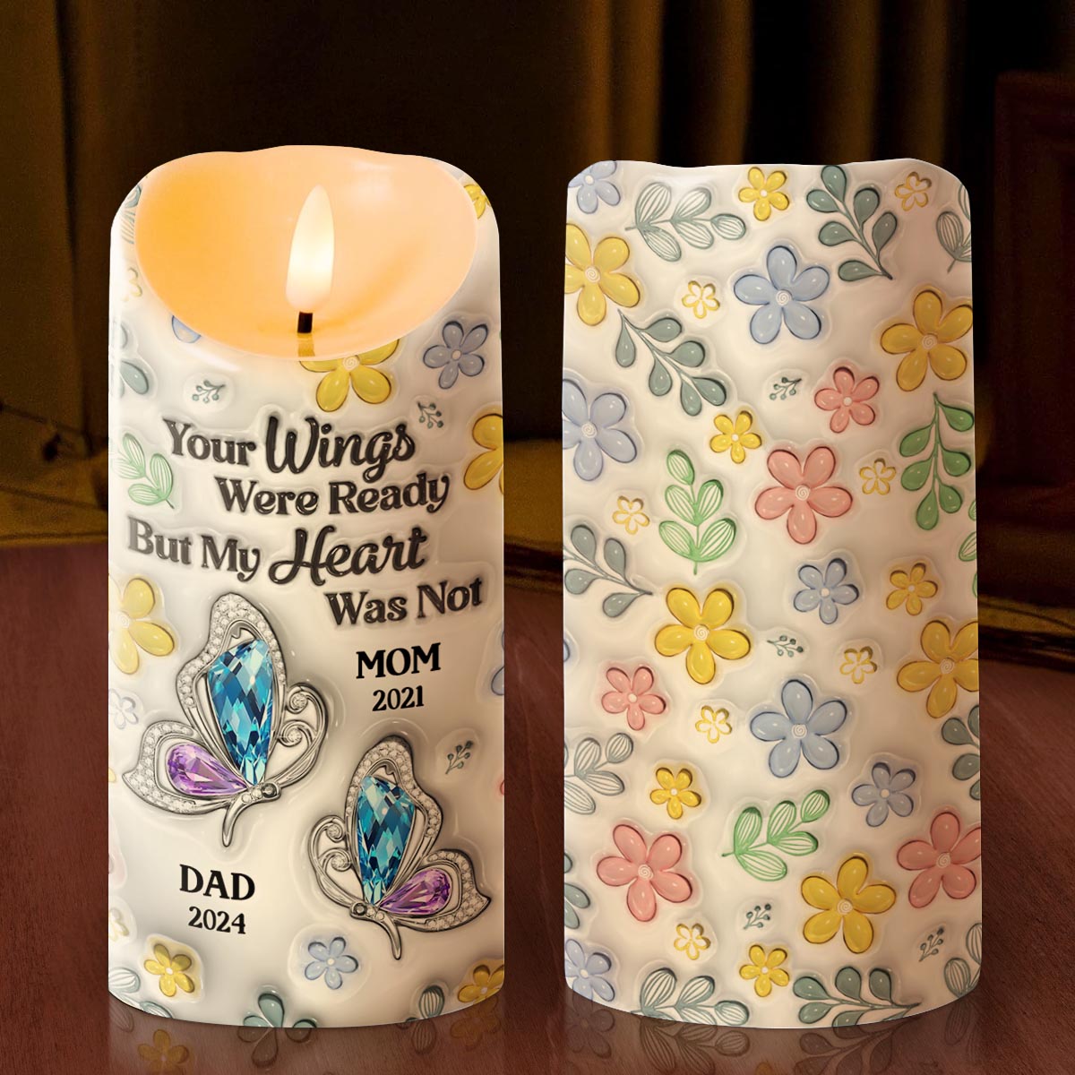 Your Wings Were Ready But My Heart Was Not - Personalized Flameless LED Candle