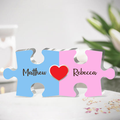 Puzzle Couple Name Sign - Personalized Custom Shaped Squared Acrylic Plaque