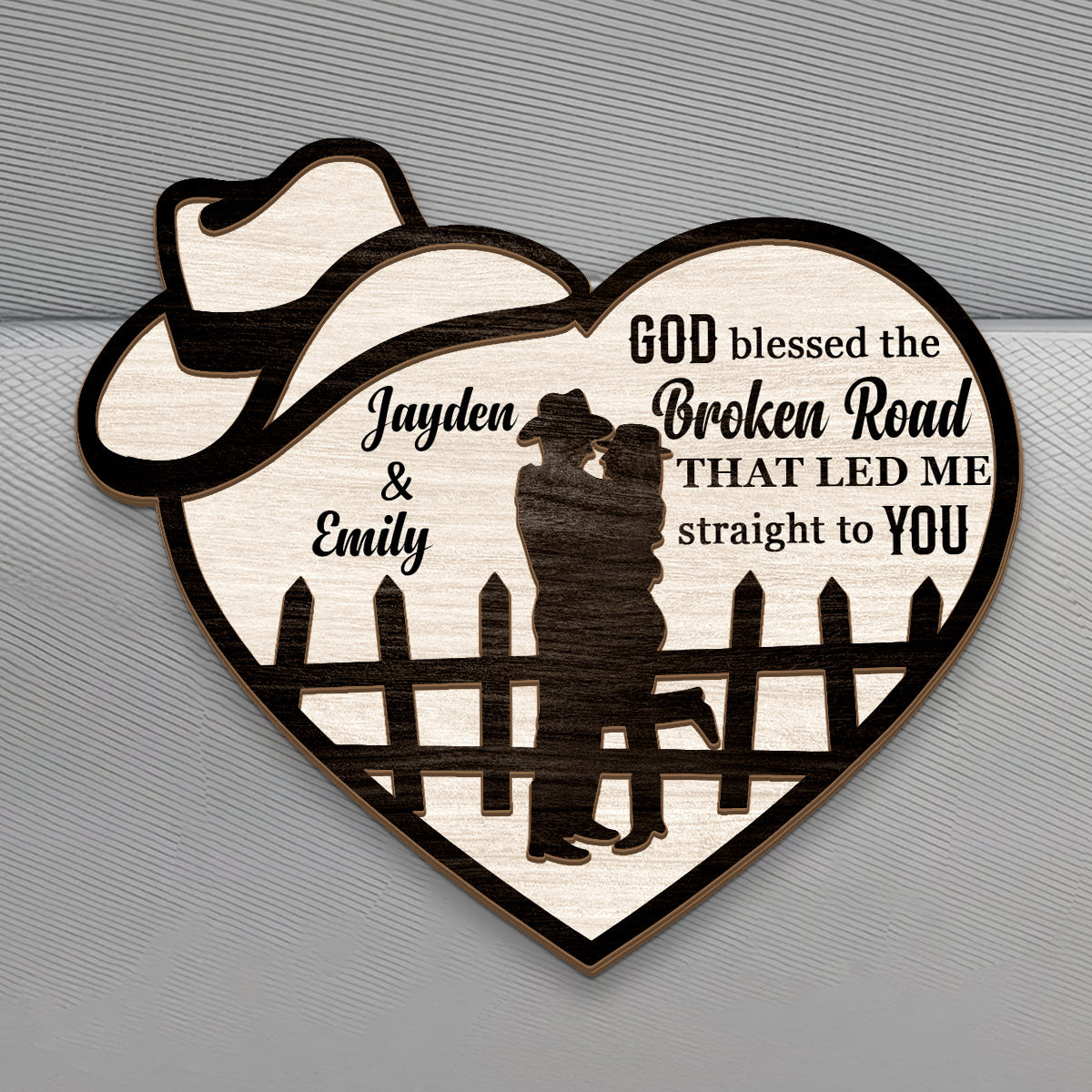 Couple God Blessed The Broken Road - Personalized Car Visor Clip