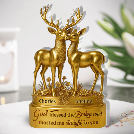 God Blessed The Broken Road Couple - Personalized Custom Shaped Squared Acrylic Plaque
