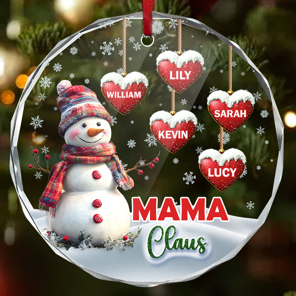 Christmas Snowman Mom Grandma - Personalized Custom Glass Ornament FCURGOPLEHA2733D