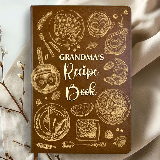 Grandma's Recipe Book - Personalized Leather Cover Notebook