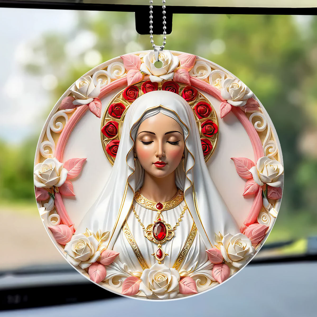 Virgin Mary - Personalized 1-Side Car Acrylic Hanging Ornament