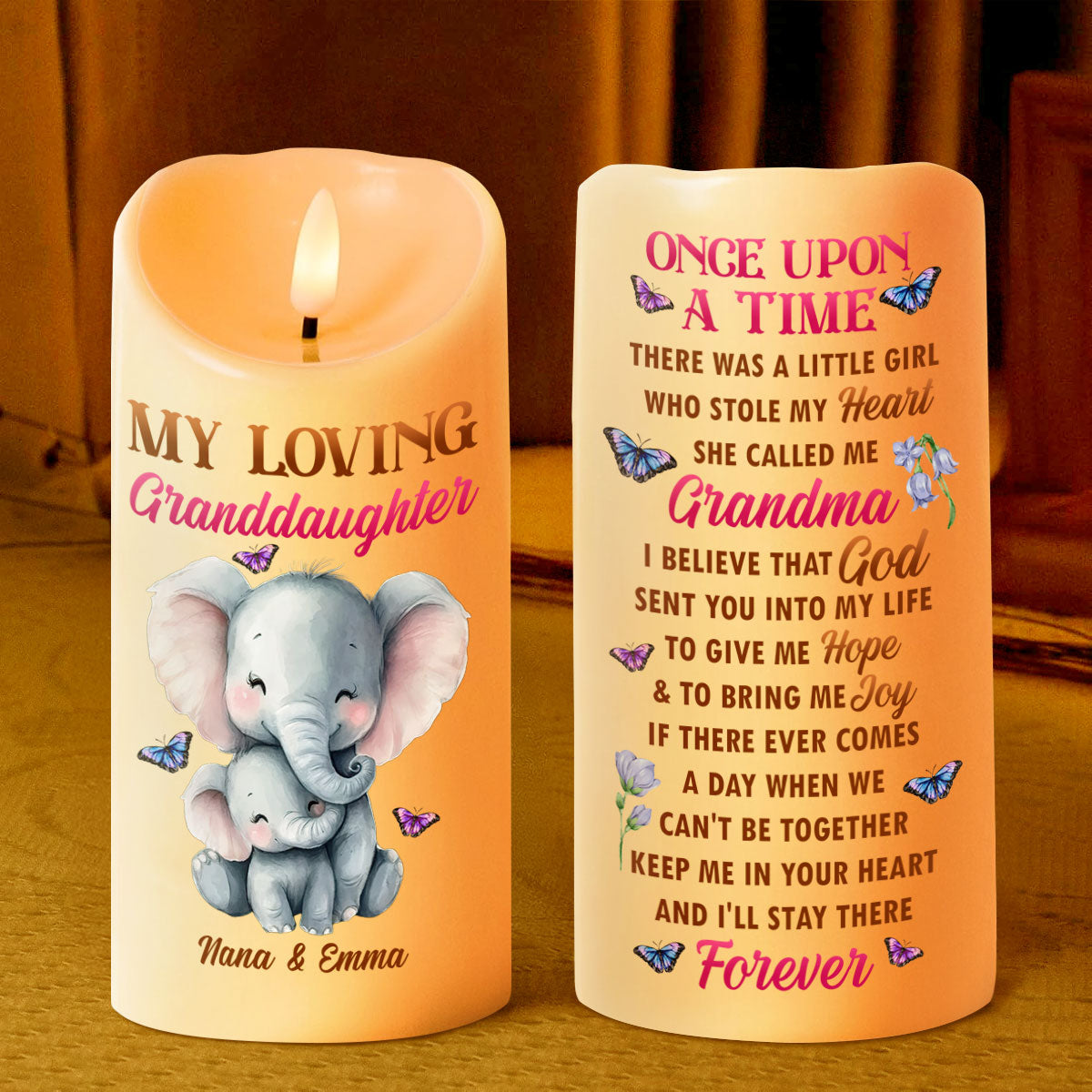 To My Granddaughter I Love You - Personalized Flameless LED Candle