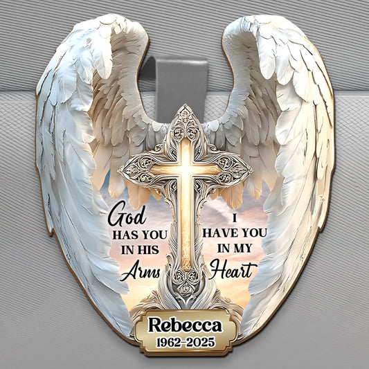 God Has You In His Arms - Personalized Car Visor Clip