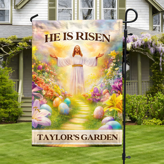 Risen Savior Christian Easter - Personalized Garden Flag