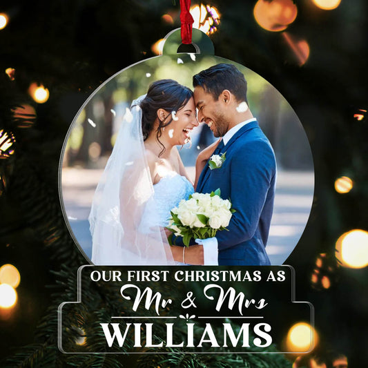 Our First Christmas As Mr & Mrs - Personalized 1-Side Acrylic Ornament