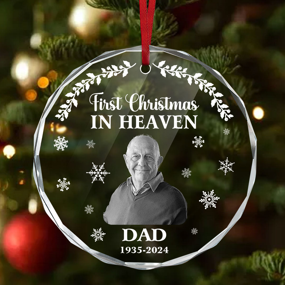 First Christmas In Heaven - Personalized Custom Glass Ornament FCURGOPLEHA2180L