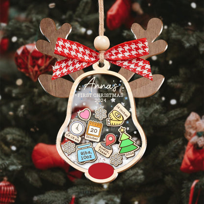 Baby First Christmas 2024 - Personalized 3 Layered Christmas Shaker Ornament FCCSOLETN2155D