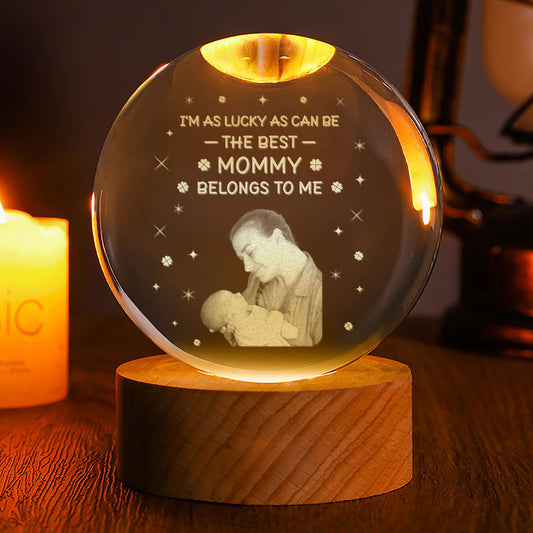 Best Mom Baby  - Personalized Wooden Base Crystal Lamp