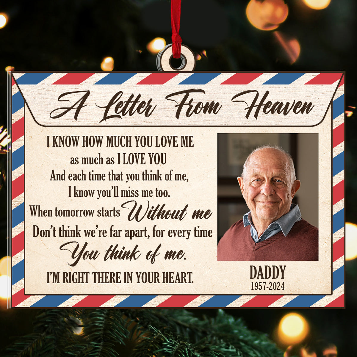 A Letter From Heaven - Personalized Memorial 1-Side Acrylic Ornament