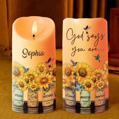 God Says You Are - Personalized Flameless LED Candle