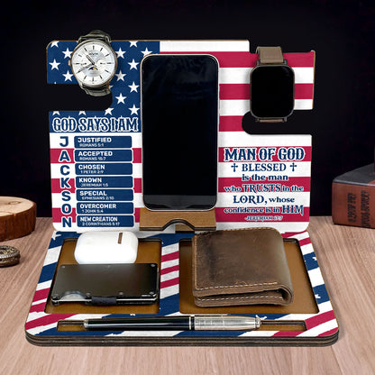 Blessed Is The Man - Personalized Wooden Docking Station