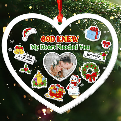 God Knew My Heart Needed You - Personalized 3 Layered Christmas Shaker Ornament