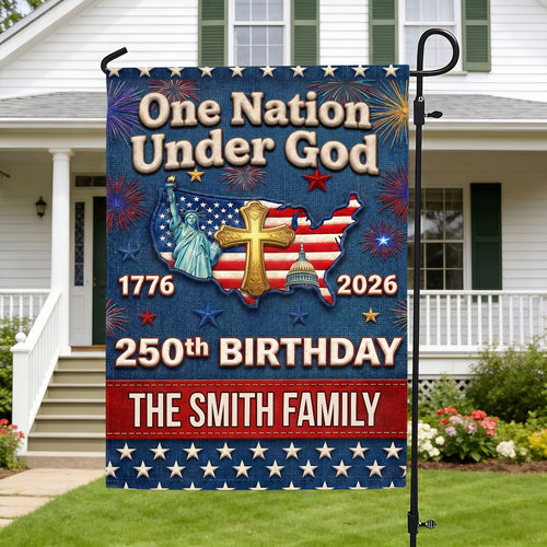 One Nation Under God - Personalized Garden Flag